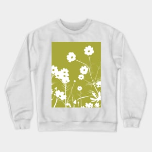 Olive and white daisy meadow Crewneck Sweatshirt